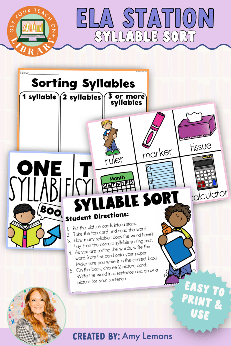 Back to School Reading Station: Syllable Sort - Shop GYTO - Get Your Teach On
