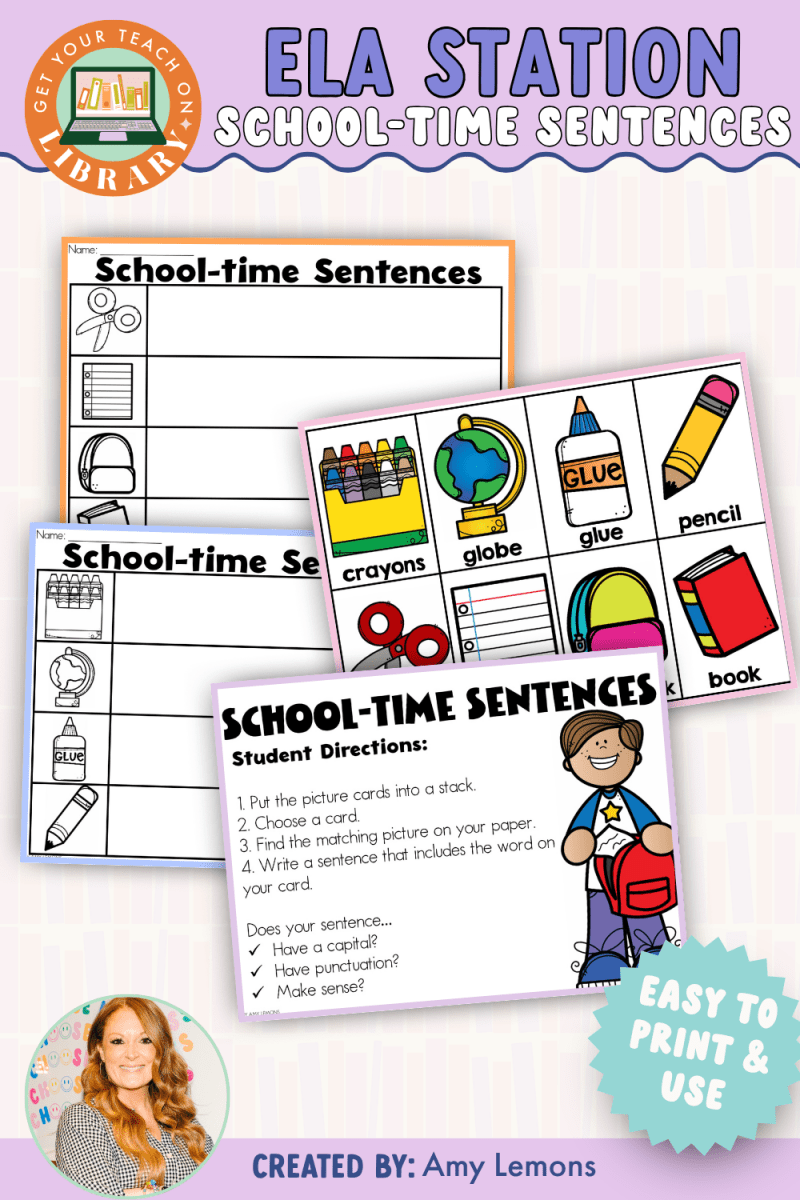 Back to School Writing Station: School-time Sentences - Shop GYTO - Get Your Teach On