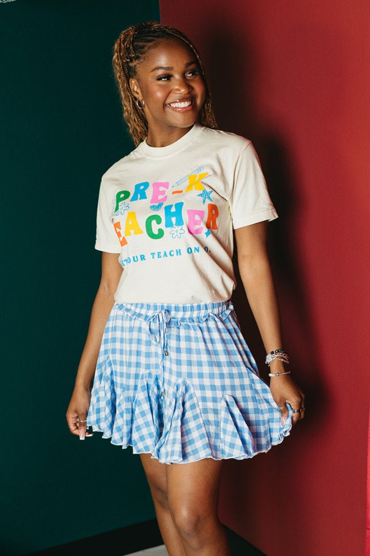 Blue Gingham Ruffle Skort - GYTO Collective - Get Your Teach On