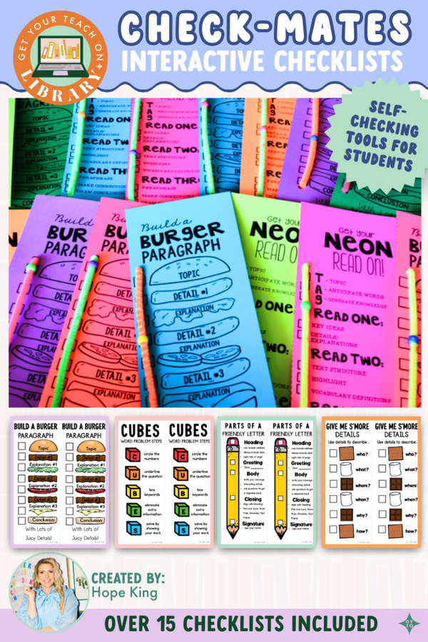 Check Mates – printable writing classroom resource for grades 2–5 by Hope King and Get Your Teach On
