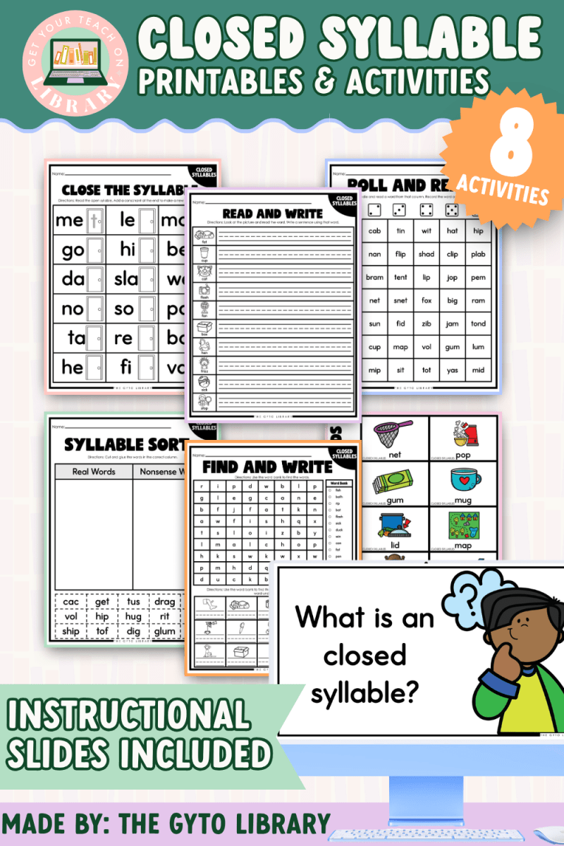 Closed Syllable Word Practice | Supplemental Phonics Activities for Decoding & Word Work - Shop GYTO - Get Your Teach On