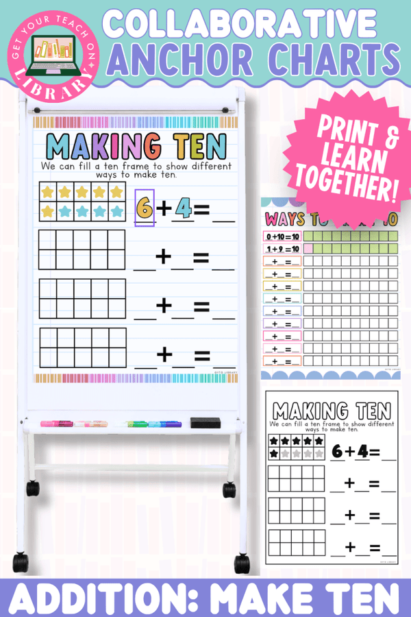 Collaborative Anchor Charts for Addition – Making Ten – editable math poster templates by Get Your Teach On
