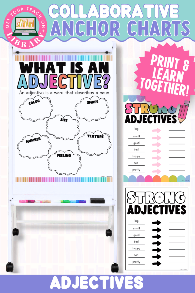 Collaborative Anchor Charts for Adjectives | Editable Grammar Poster Templates - Shop GYTO - Get Your Teach On