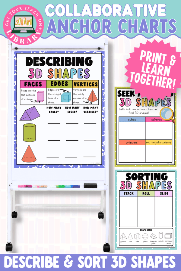 Collaborative Anchor Charts for Describing & Sorting 3D Shapes – editable math poster templates by Get Your Teach On