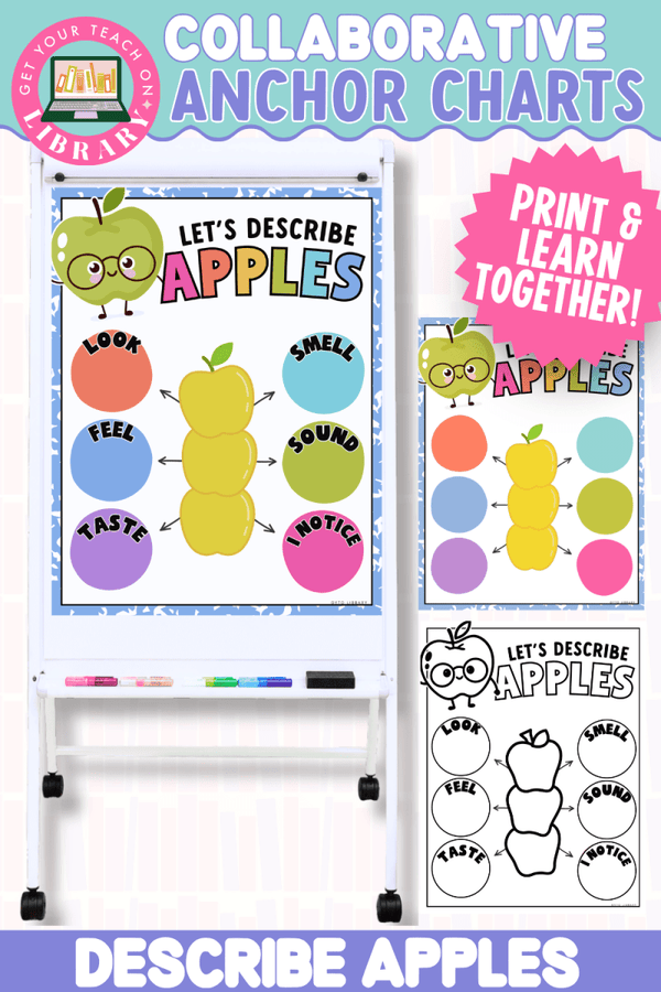Collaborative Anchor Charts for Describing Apples – editable vocabulary poster templates by Get Your Teach On