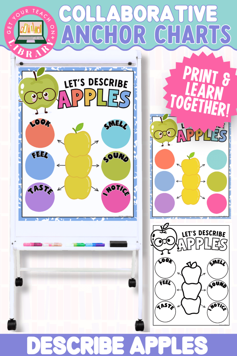 Collaborative Anchor Charts for Describing Apples | Editable 5 Senses Apple Poster Templates - Shop GYTO - Get Your Teach On