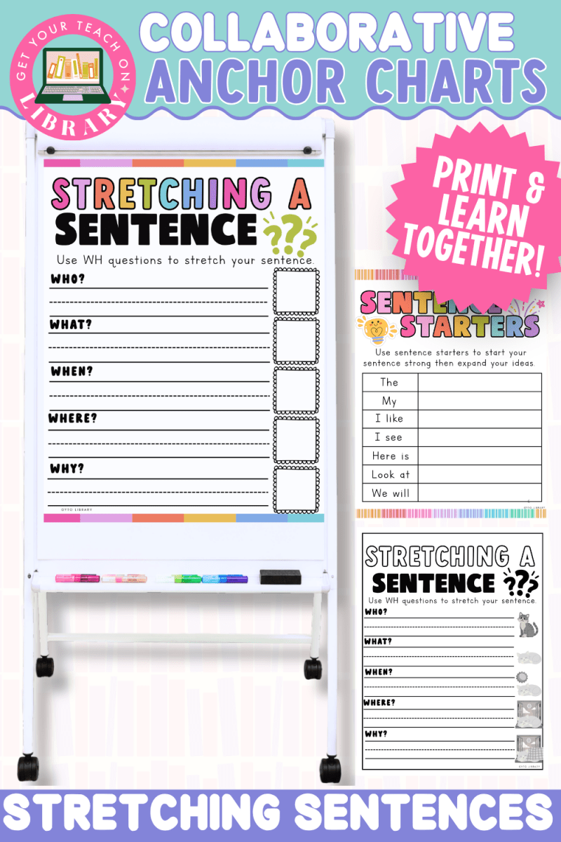 Collaborative Anchor Charts for Stretching Sentences | Editable Writing Poster Templates - Shop GYTO - Get Your Teach On