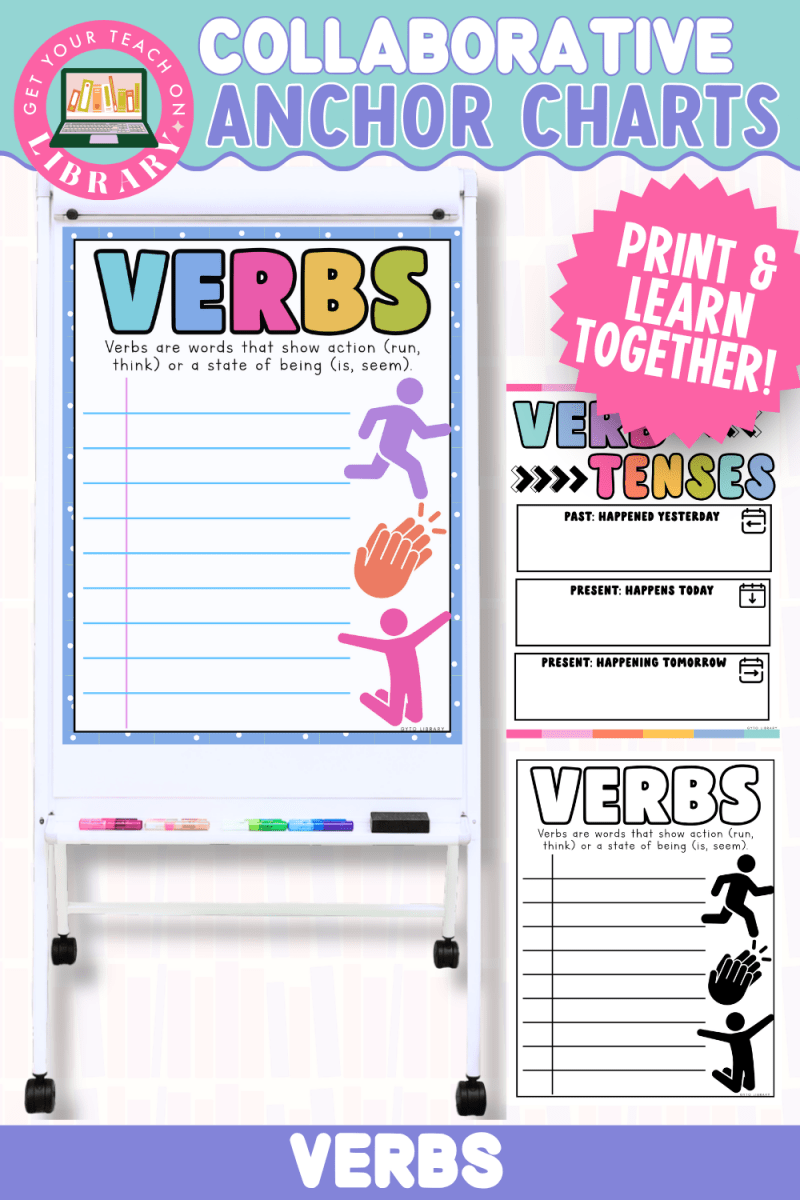 Collaborative Anchor Charts for Verbs | Editable Grammar Poster Templates - Shop GYTO - Get Your Teach On