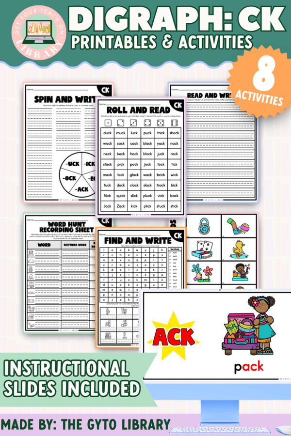 CK Digraph Word Work: Phonics Decoding & Fluency – printable phonics classroom resource for grades K–2 by Get Your Teach On