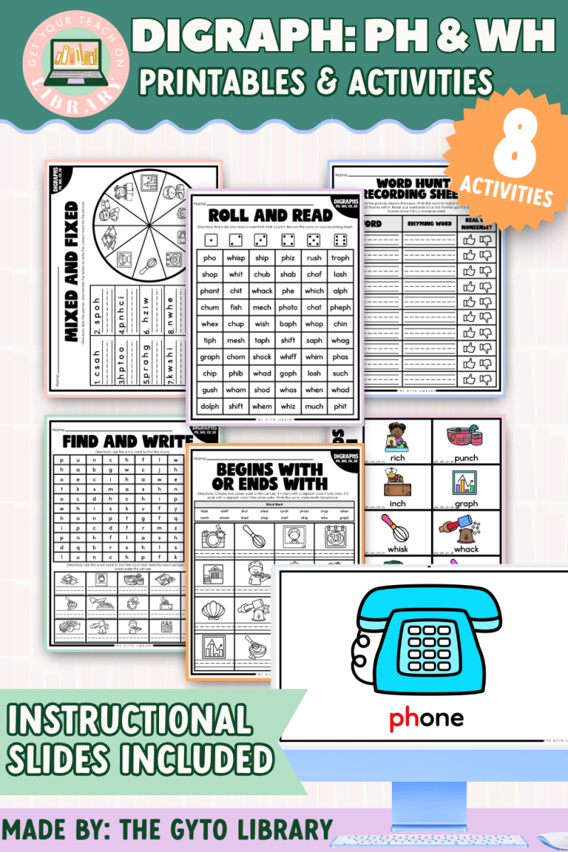 Digraph: PH & WH Word Work Activities | Supplemental Phonics Practice for Decoding & Fluency - Shop GYTO - Get Your Teach On