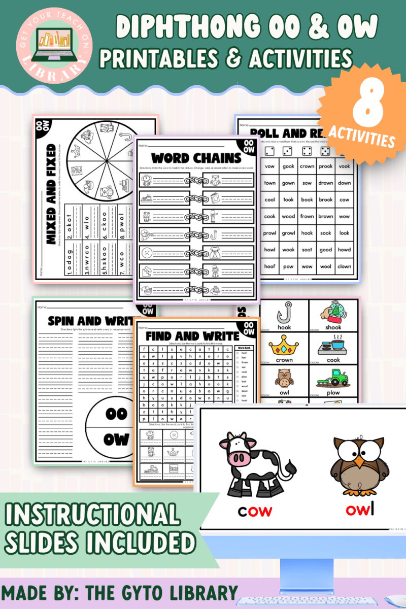 Diphthong: OO & OW Word Work Activities | Supplemental Phonics Practice for Decoding & Fluency - Shop GYTO - Get Your Teach On