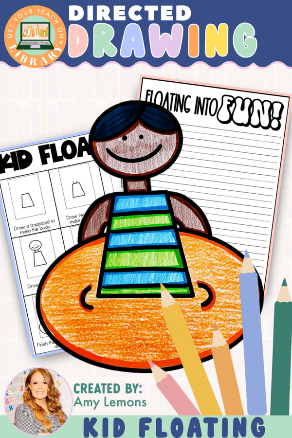 Directed Drawing: Pool Float Kid with Writing Pages – printable writing resource by Amy Lemons and Get Your Teach On