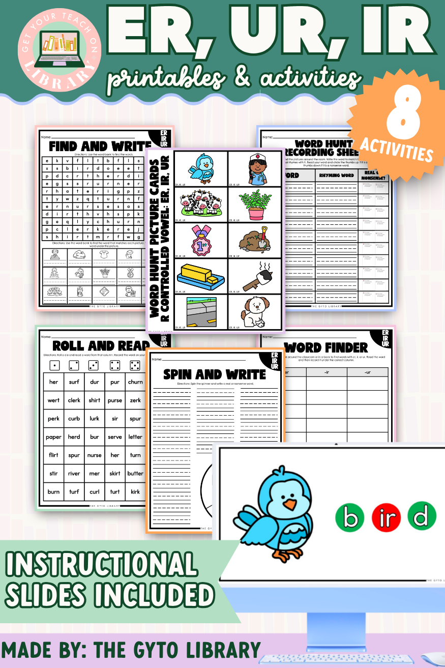 R Controlled Vowel ER, IR, UR  Word Practice | Supplemental Phonics Activities for Decoding & Word Work