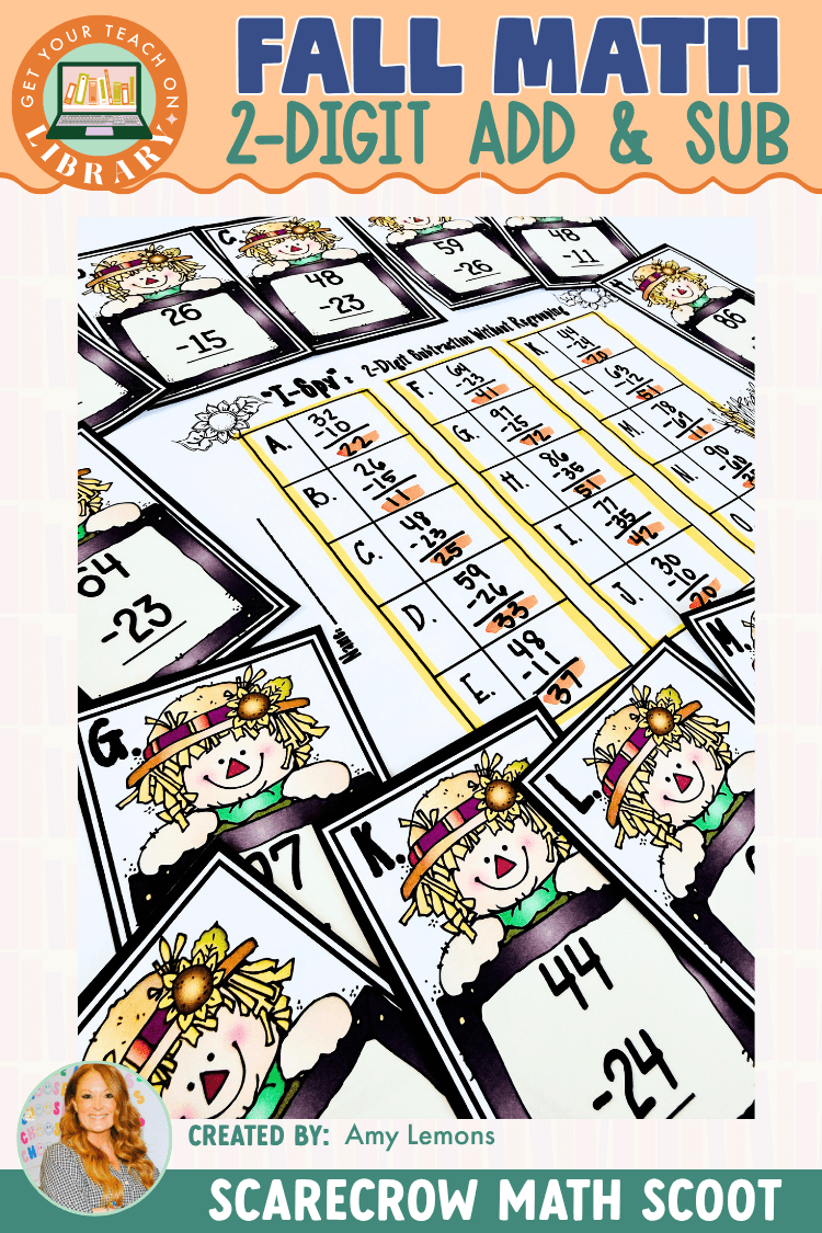 Fall Math: Scarecrow 2-Digit Addition & Subtraction Math Scoot - Shop GYTO - Get Your Teach On