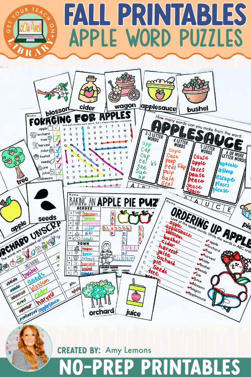 Fall No-Prep Printable: Apple Word Puzzles & Vocabulary Printables - Shop GYTO - Get Your Teach On