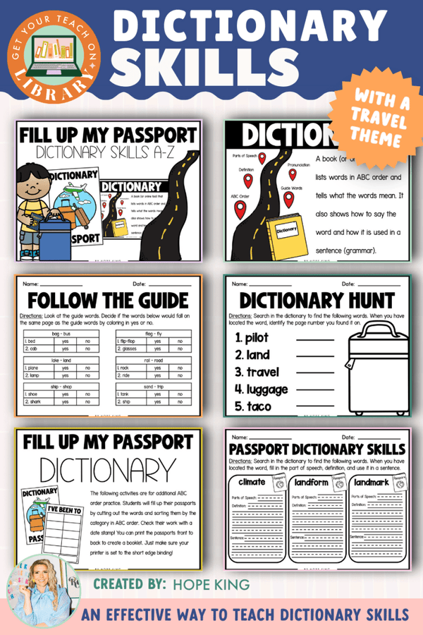 Fill Up My Passport: Dictionary Skills Unit – printable ELA resource for grades 2–5 by Hope King and Get Your Teach On