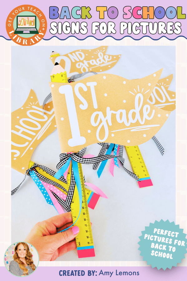First Day of School Pennant Signs: Photo Props PreK–12 – printable classroom resource by Amy Lemons and Get Your Teach On