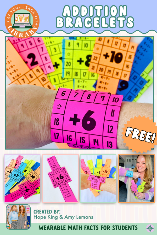 FREE Addition Fact Bracelets to Practice Math Facts – math resource by Hope King, Amy Lemons and Get Your Teach On