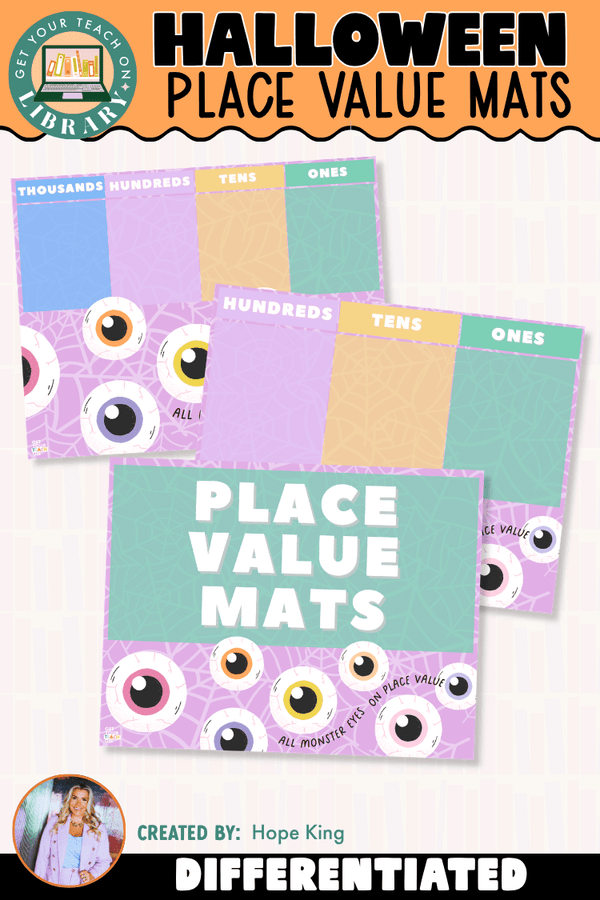 Free Halloween Place Value Mats – printable math classroom resource by Hope King and Get Your Teach On