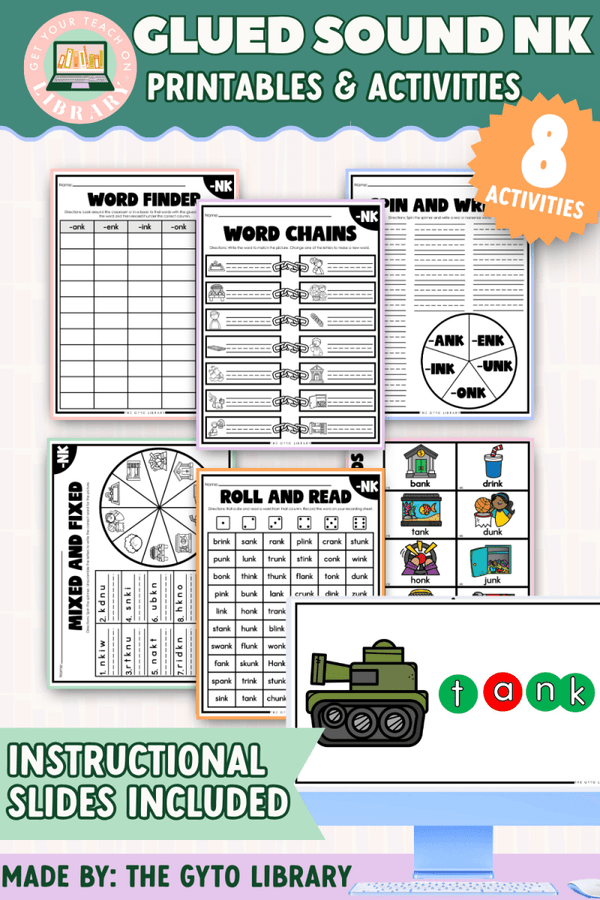NK Glued Sound Word Work: Phonics Decoding & Fluency – printable phonics resource for grades K–2 by Get Your Teach On