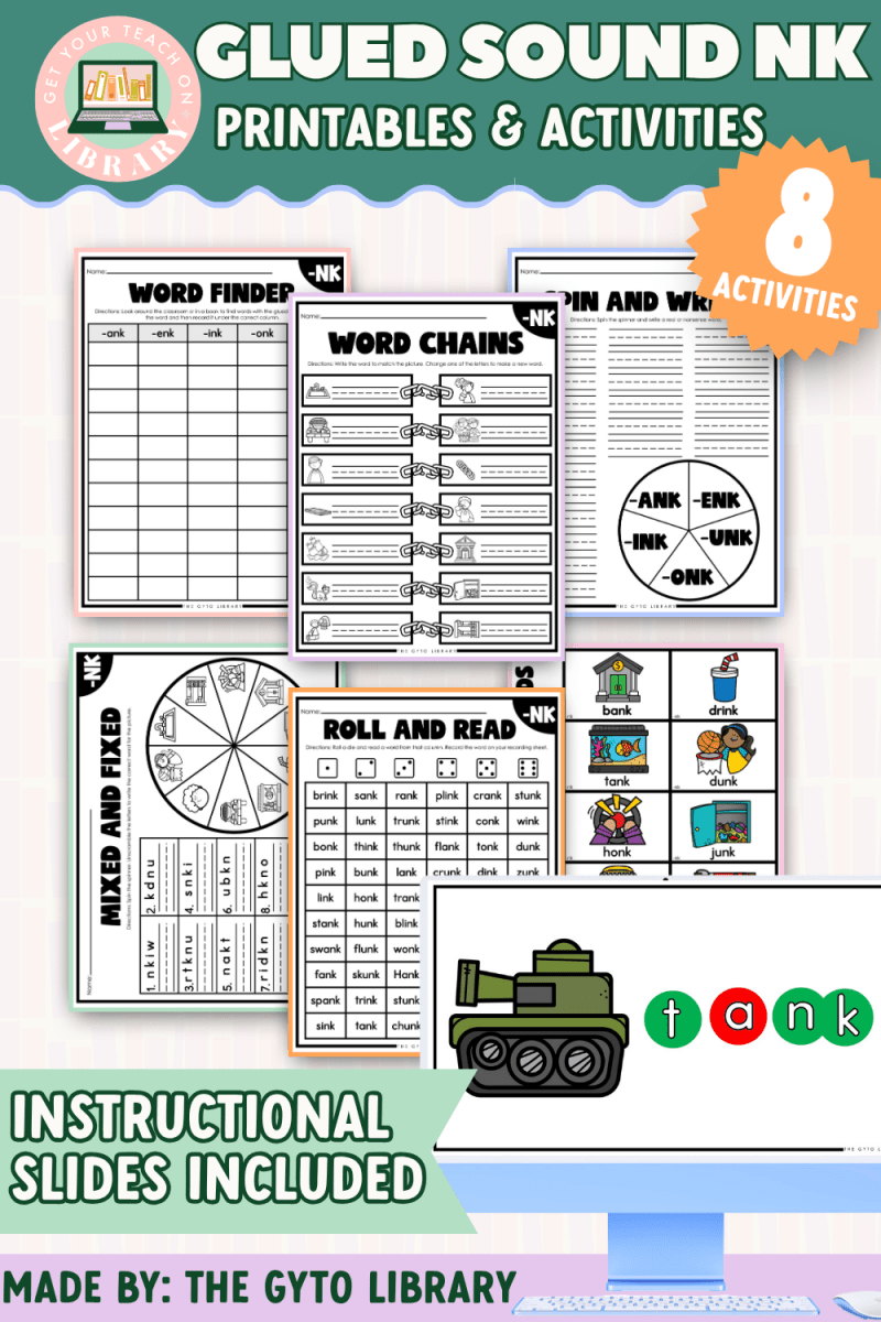 Glued Sound: NK Word Work Activities | Supplemental Phonics Practice for Decoding & Fluency - Shop GYTO - Get Your Teach On