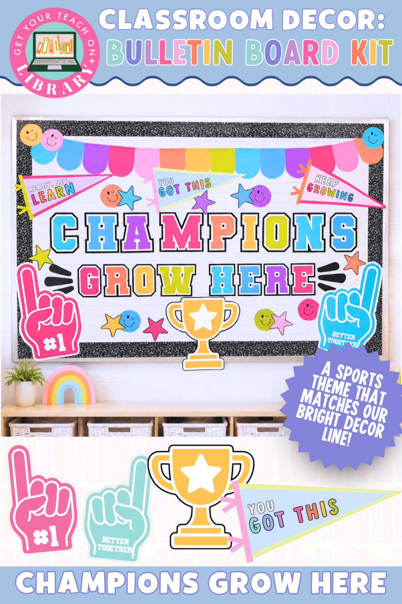 GYTO Classroom Decor: Bulletin Board Kit | Champions Grow Here | Bright Classroom Decor - Shop GYTO - Get Your Teach On