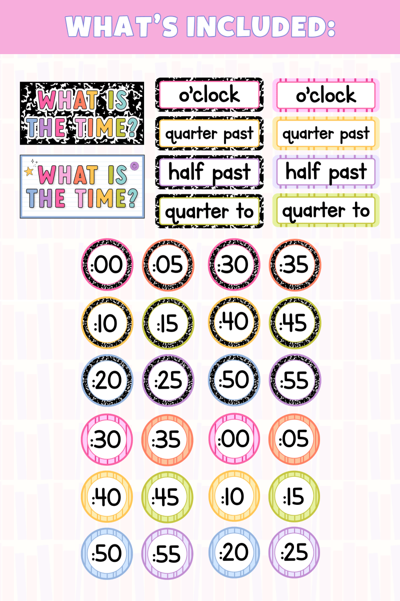 GYTO Classroom Decor: Clock Labels | Bright Classroom Decor - Shop GYTO - Get Your Teach On