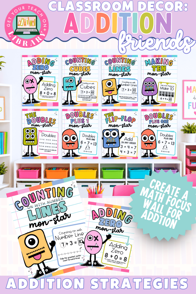 GYTO Classroom Decor: Meet the Addition Mon-Stars | Classroom Posters | Bright Classroom Decor - Shop GYTO - Get Your Teach On