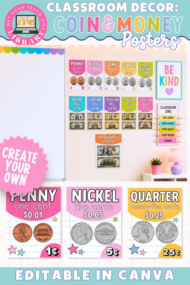 GYTO Classroom Decor: Money Posters | Coins and Bills | Bright Classroom Decor - Shop GYTO - Get Your Teach On