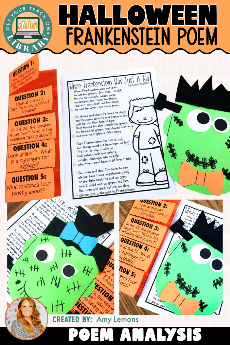 Halloween Frankenstein Poem Activity | Poetry Comprehension & Craft - Shop GYTO - Get Your Teach On