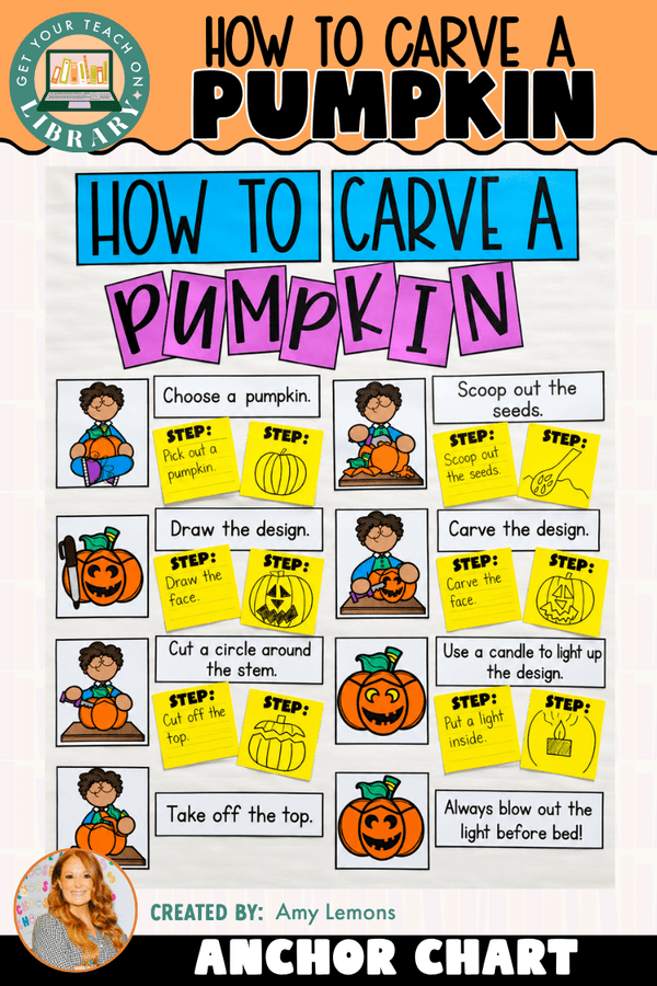 How to Carve a Pumpkin Anchor Chart | Procedural Writing & Sequencing - Shop GYTO - Get Your Teach On