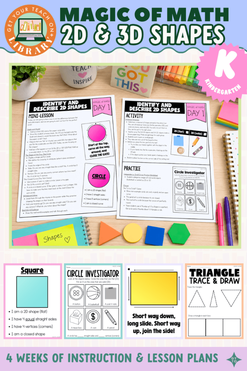 Kindergarten Magic of Math: 2D Shapes, 3D Shapes, Position Words, Composing Shapes - Shop GYTO - Get Your Teach On