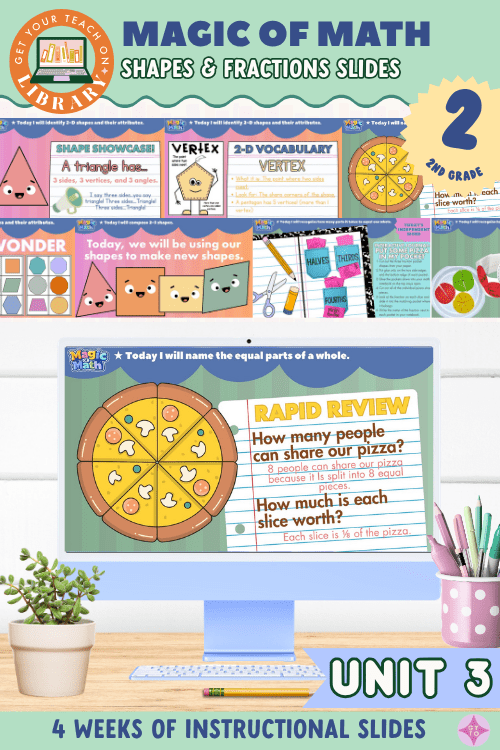 Magic of Math 2nd Grade Unit 3 Shapes and Fractions Instructional Slides - Shop GYTO - Get Your Teach On
