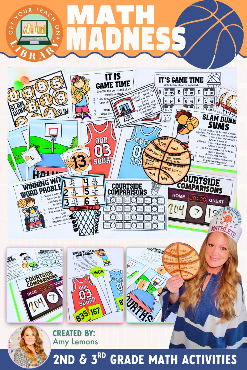 March Math Madness: 2nd & 3rd Grade Math Centers & Basketball Math Review – math resource by Amy Lemons and Get Your Teach On