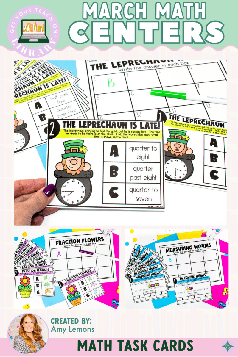 March Math Task Cards & Stations for Spring & St. Patrick's Day - Shop GYTO - Get Your Teach On