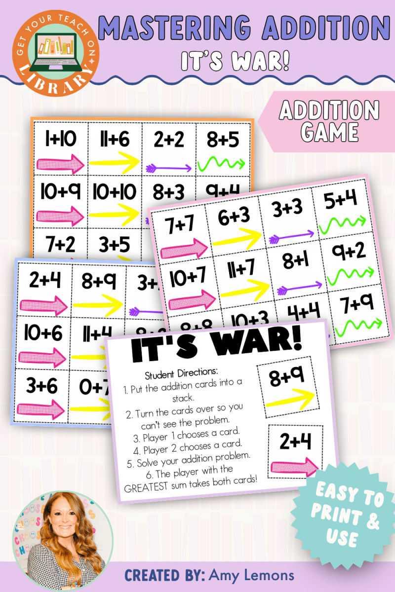 Mastering Addition: It's War! Addition Fact Fluency Game - Shop GYTO - Get Your Teach On