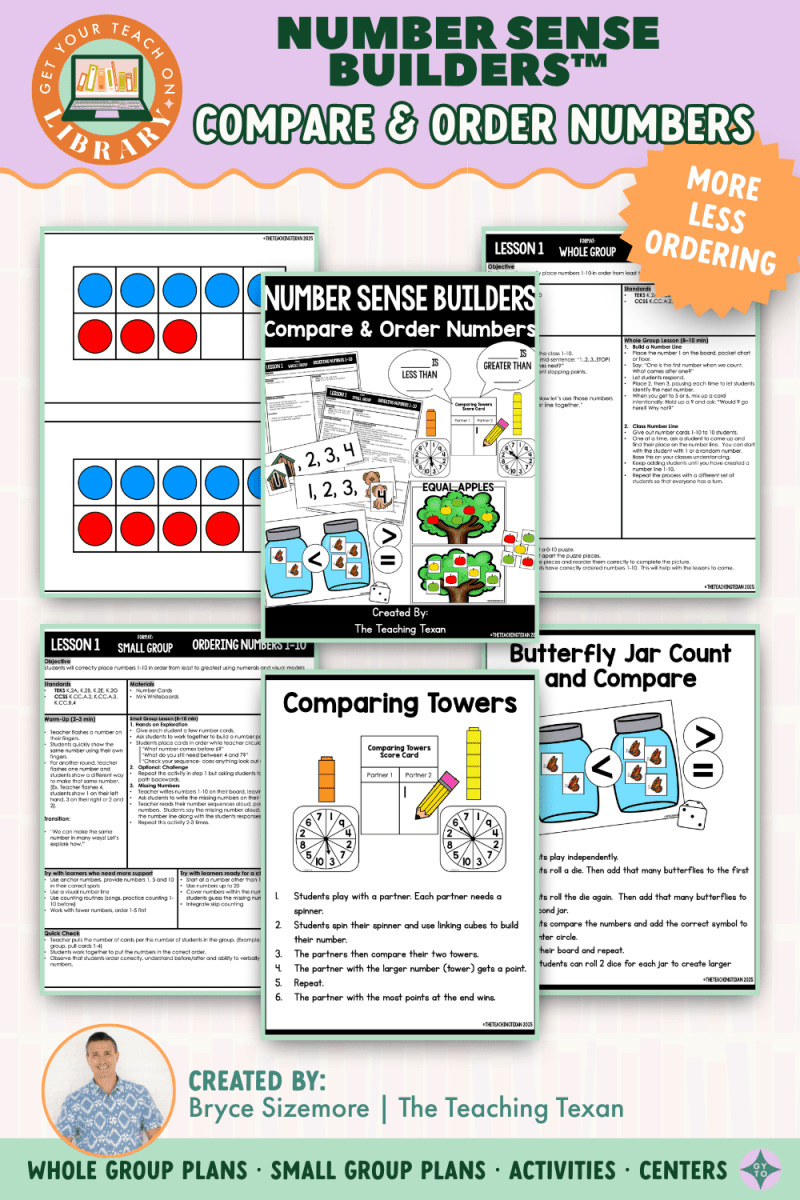 Number Sense Builders: Comparing Numbers & Ordering Numbers to 10 | Kindergarten - Shop GYTO - Get Your Teach On