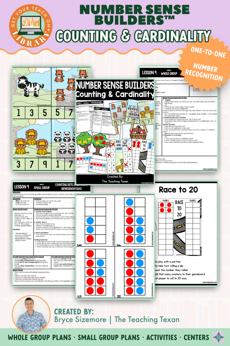 Number Sense Builders: Counting & Cardinality (Kindergarten Math | Hands - On) - Shop GYTO - Get Your Teach On