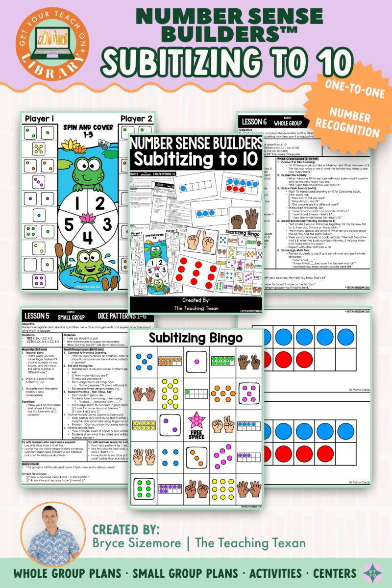 Number Sense Builders: Subitizing to 10 | Kindergarten Math Centers & Activities - Shop GYTO - Get Your Teach On