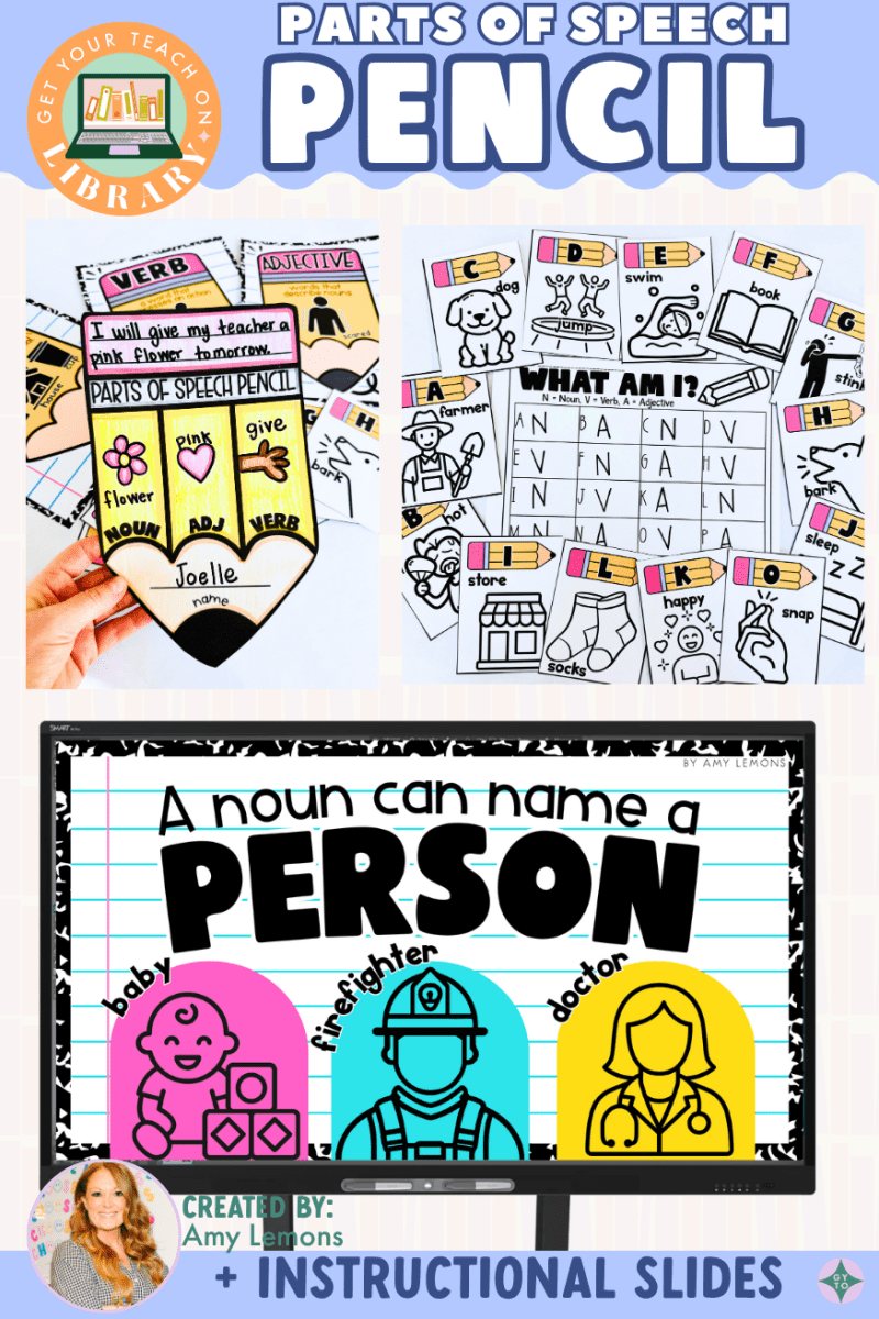 Parts of Speech Pencil + Instructional Slides for Nouns, Verbs, and Adjectives - Shop GYTO - Get Your Teach On