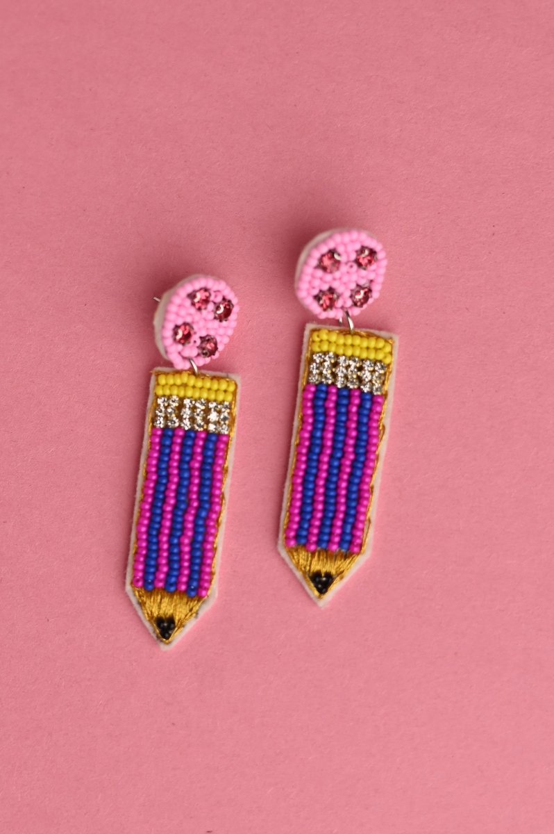 Pencil Beaded Earrings - GYTO Collective - Get Your Teach On