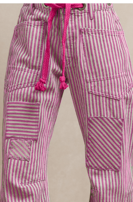 Pink Striped Twill Barrel Pant - GYTO Collective - Get Your Teach On