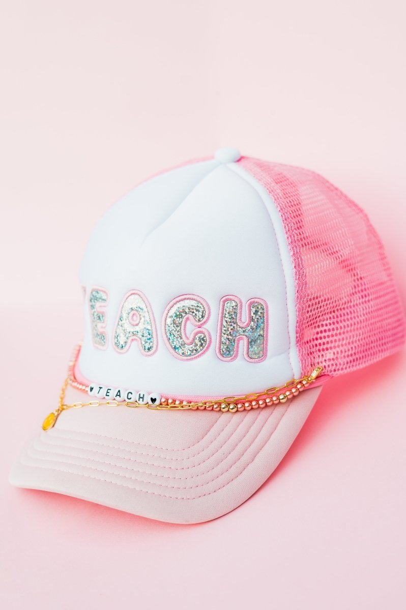 Pink Teach Beaded Hat - GYTO Collective - Get Your Teach On