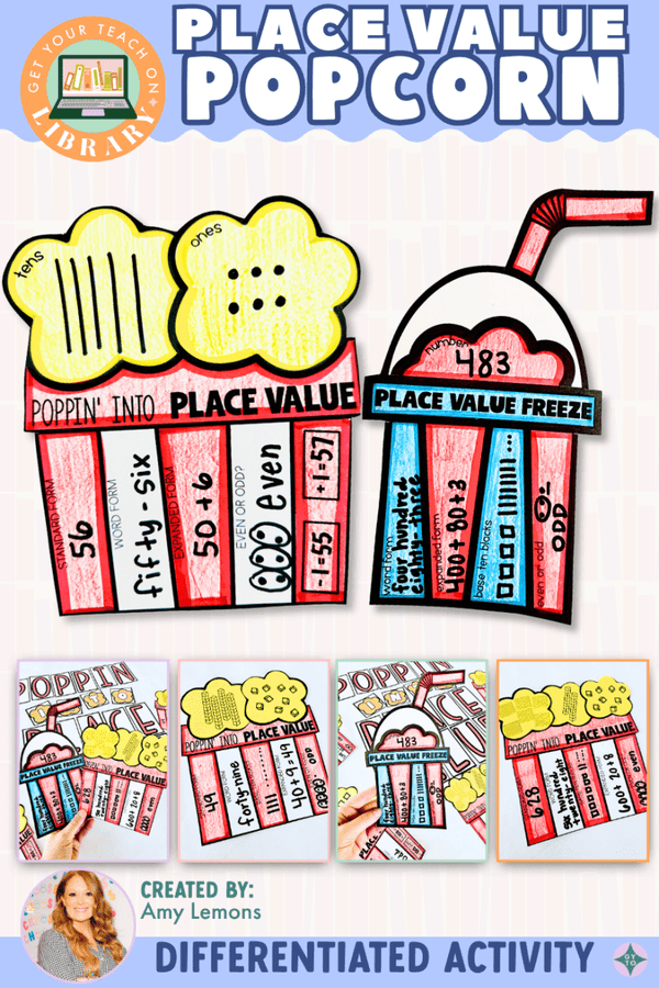 Popcorn Place Value for 2, 3, and 4 Digit Numbers – math resource by Amy Lemons and Get Your Teach On