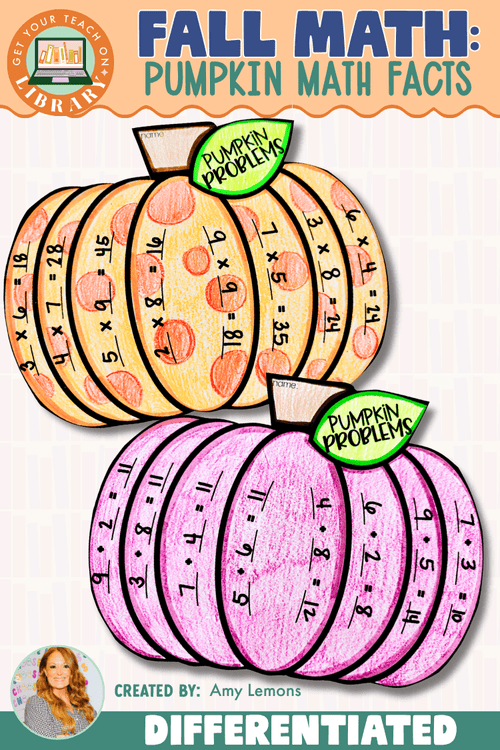 Pumpkin Math Facts: Differentiated Fact Practice – printable math resource for grades 1–3 by Amy Lemons and Get Your Teach On