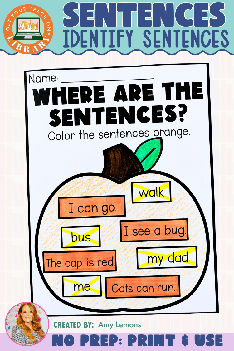 Pumpkin Sentence or Not a Sentence Activity | Fall Grammar Worksheet - Shop GYTO - Get Your Teach On