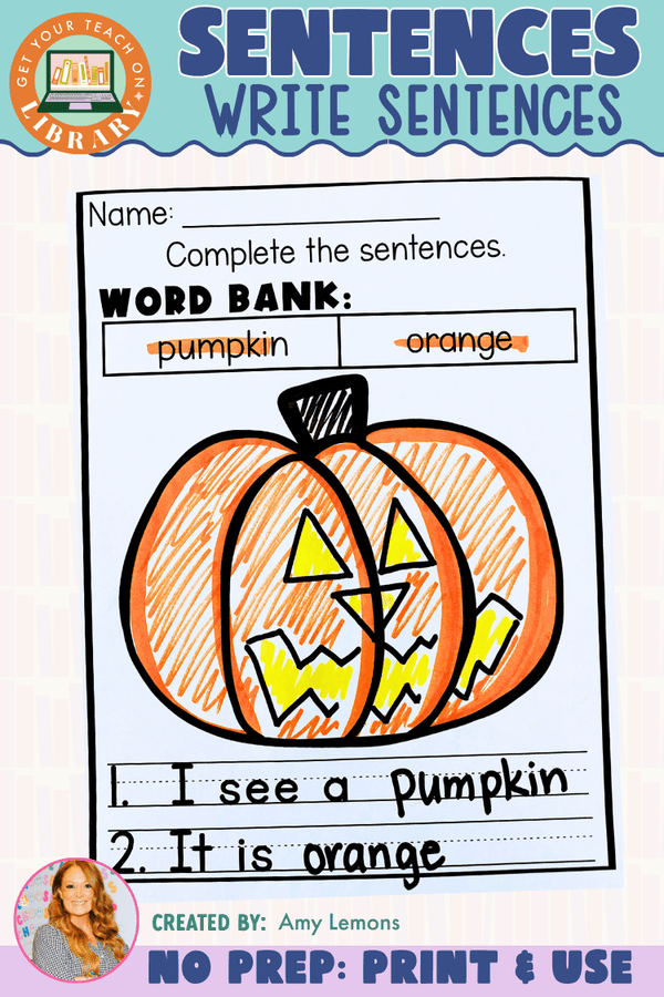 Pumpkin Sentence Writing Activity | Fall Writing Practice with Word Bank - Shop GYTO - Get Your Teach On
