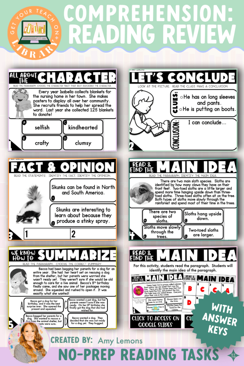 Reading Comprehension: Reading Review Centers or Task Cards - Shop GYTO - Get Your Teach On