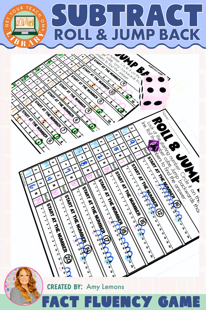 Roll and Jump Back Subtraction Game | Number Line Fact Fluency Practice - Shop GYTO - Get Your Teach On