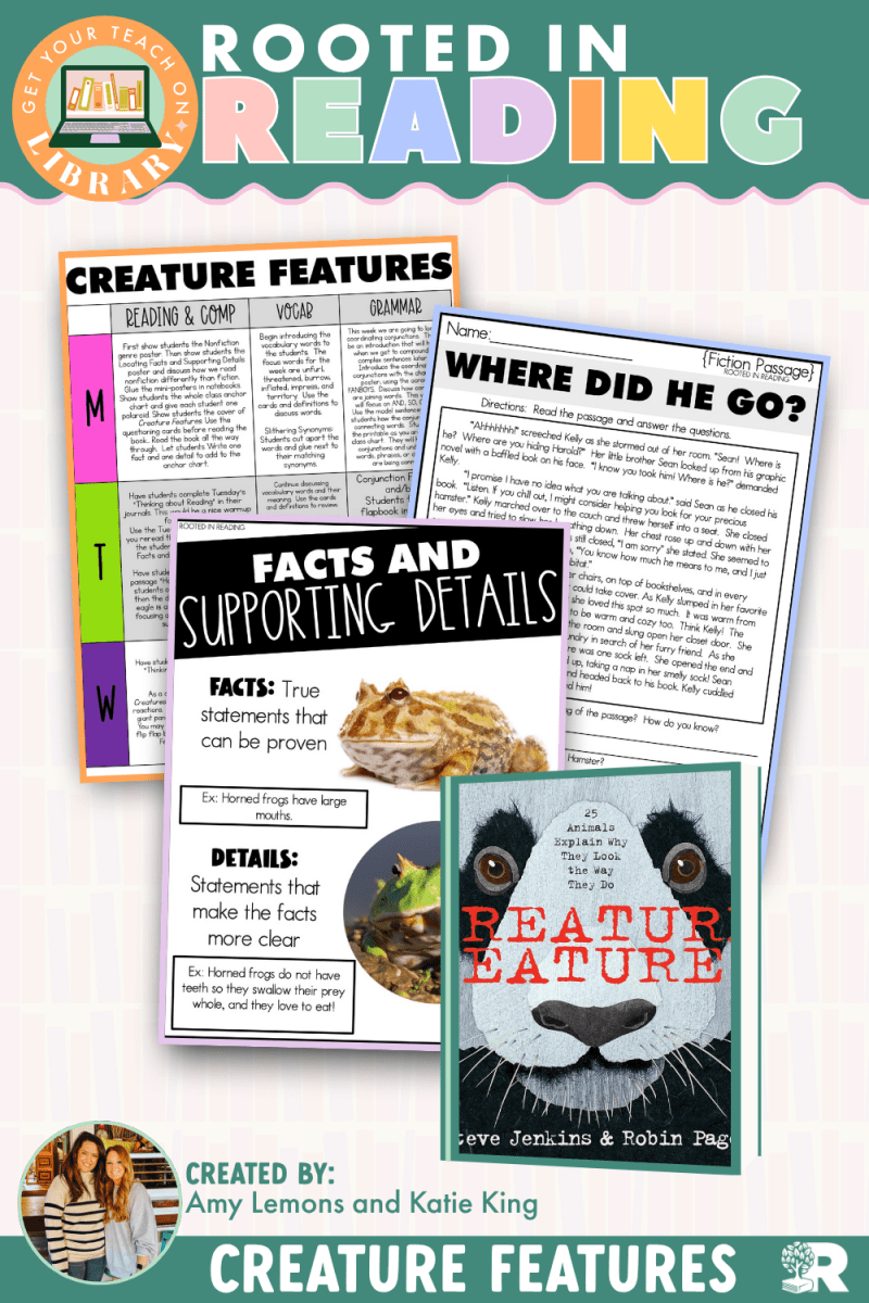 Rooted in Reading: Creature Features Read Aloud Activities | Reading Comprehension for Identifying Facts and Supporting Details - Shop GYTO - Get Your Teach On